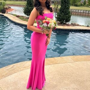 X Revolve Strapless Fishtail Gown - Orchid Pink